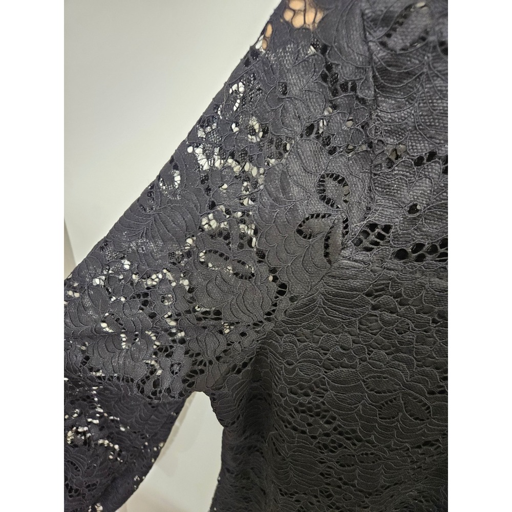 Adrianna Papell Black Knit Lace Ruched Mock Neck Top AD1S301130 XL New - Picture 5 of 9